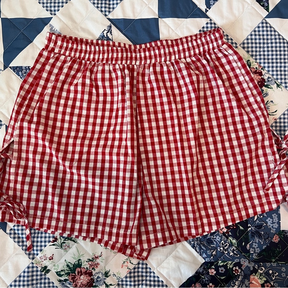 Red checkered shorts